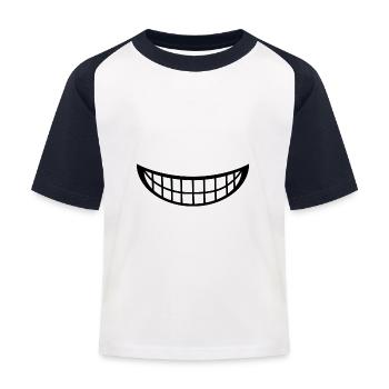 Strahlend weiße Zähne - Mund - Mundschutz - Kinder Baseball T-Shirt - Weiß/Navy - Vorne