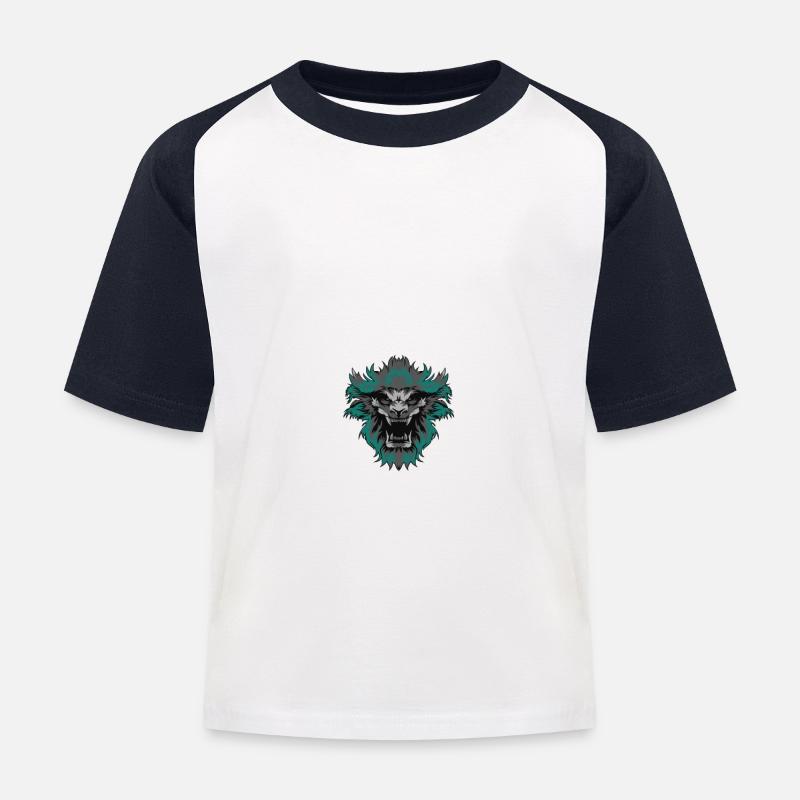 Brüllender Löwe - Kinder Baseball T-Shirt - Weiß/Navy