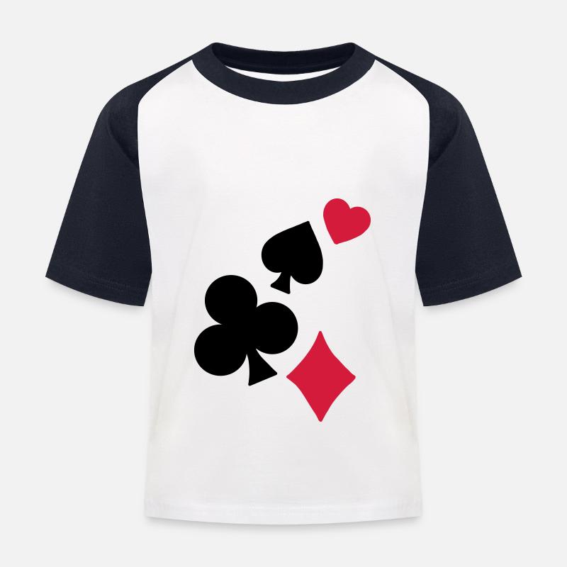 Spielkarten - Kinder Baseball T-Shirt - Weiß/Navy