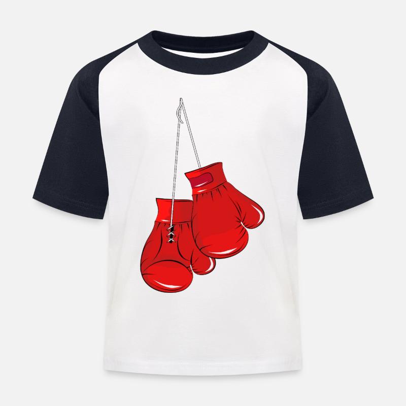 Gants de boxe rouges - symbole de force et d’ combatif - T-shirt baseball Enfant - blanc/marine