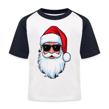 Père Noël avec des lunettes de soleil Père Noël hipster - T-shirt baseball Enfant - blanc/marine - Devant