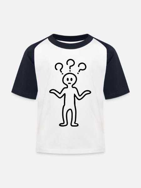 Fragezeichen Männchen - Line - Kinder Baseball T-Shirt - Weiß/Navy