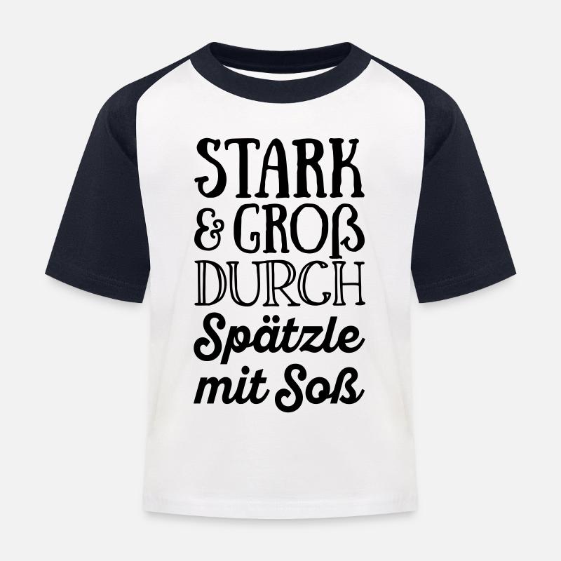 Stark und groß durch Spätzle mit Soß - Farbwechsel - Kinder Baseball T-Shirt - Weiß/Navy