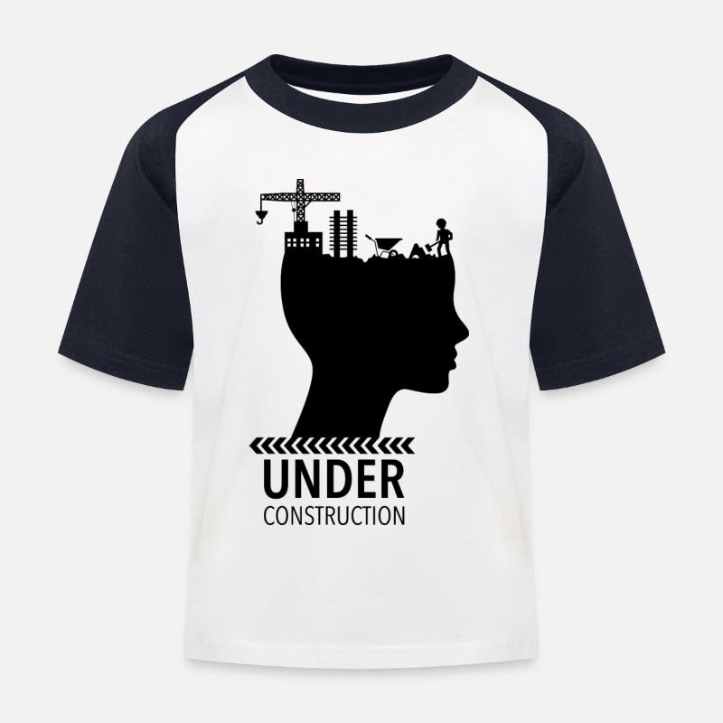 Brain Under Construction Adolescence - Kids' Baseball T-Shirt - white/navy