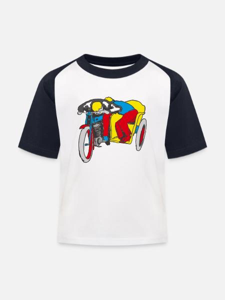 POP UP SEITE AUTO - Kinder Baseball T-Shirt - Weiß/Navy