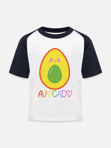 Kinder Bekleidung Avocado Geschenkidee - Kinder Baseball T-Shirt - Weiß/Navy