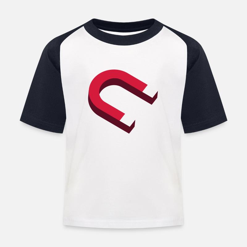 Magnet - Kinder Baseball T-Shirt - Weiß/Navy