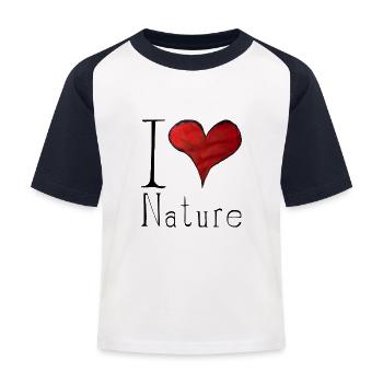 Natur - Baseboll-T-shirt barn - vit/marinblå - Fram