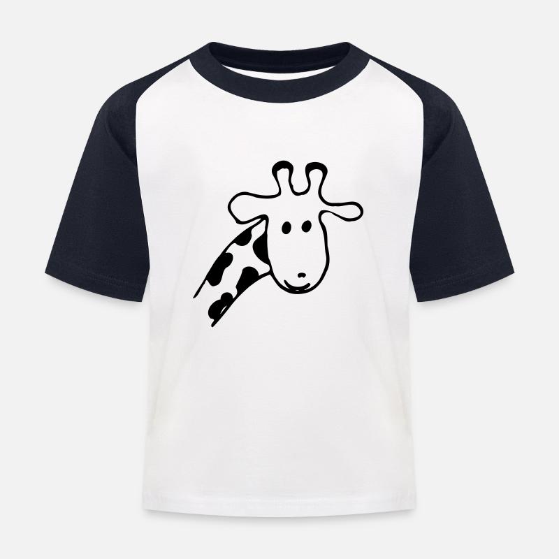 Giraffe - Kinder Baseball T-Shirt - Weiß/Navy