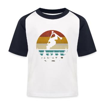 Stuntscooter Stunt Scooter Tretroller retro vintag - Kinder Baseball T-Shirt - Weiß/Navy - Vorne