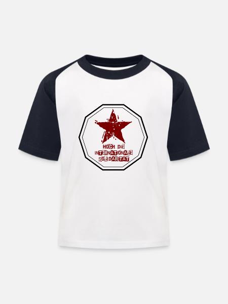 INTERNATIONALE SOLIDARITÄT LINKS ARBEITER STERN - Kinder Baseball T-Shirt - Weiß/Navy