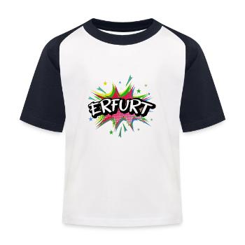 Erfurt Germany City Pop Art Comic Art - Kids' Baseball T-Shirt - white/navy - Front