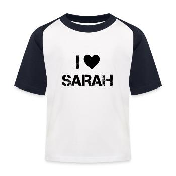 Sarah l'amour du chanteur - T-shirt baseball Enfant - blanc/marine - Devant