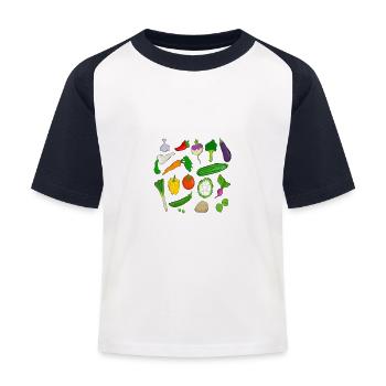 vegetables - Kids' Baseball T-Shirt - white/navy - Front