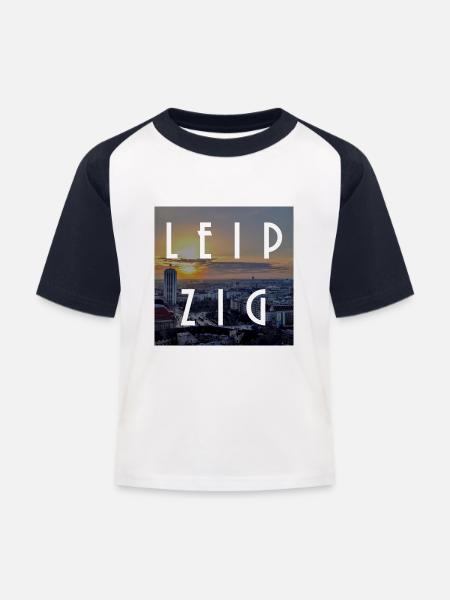 Leipzig - Kinder Baseball T-Shirt - Weiß/Navy