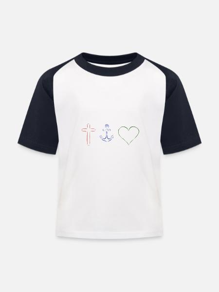 Glaube - Hoffnung - Liebe - Kinder Baseball T-Shirt - Weiß/Navy
