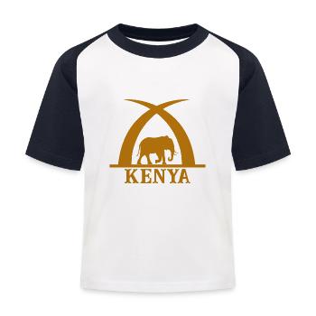 Ivory and elephant with inscription KENYA - Kids' Baseball T-Shirt - white/navy - Front