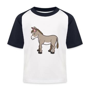 Esel - Kinder Baseball T-Shirt - Weiß/Navy - Vorne