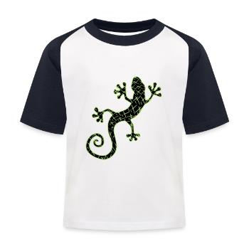 Gekko grün und schwarz - Kinder Baseball T-Shirt - Weiß/Navy - Vorne