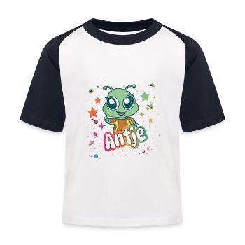 ANTJE - Beau nom de fille avec un extraterrestre mignon - T-shirt baseball Enfant - blanc/marine - Devant