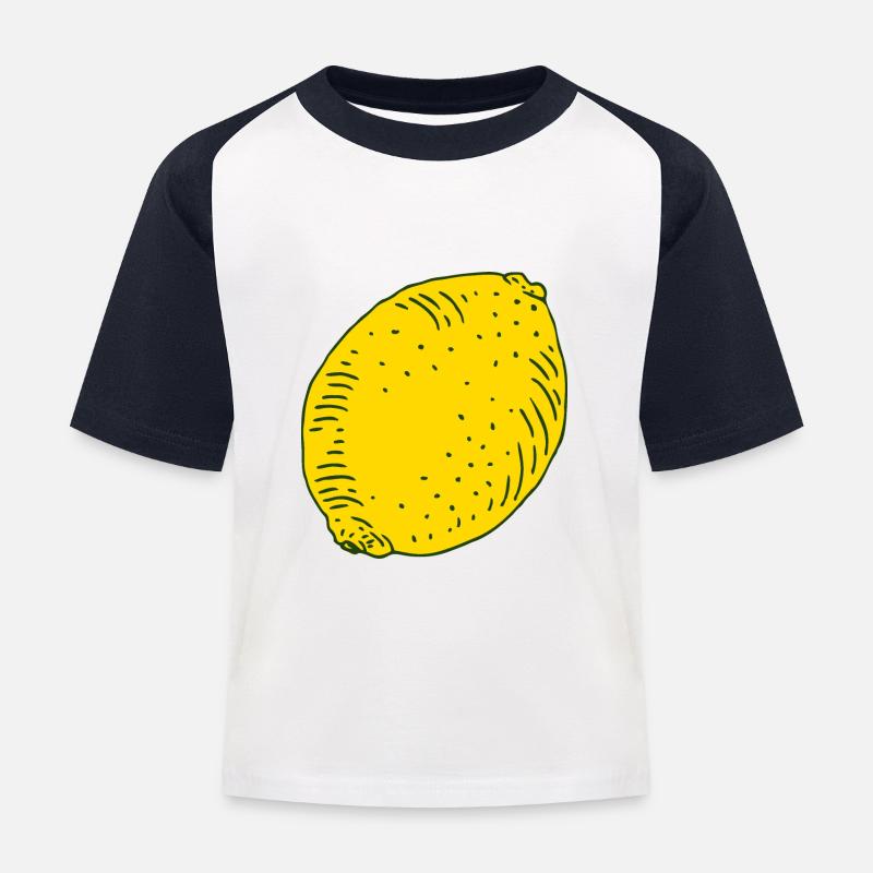 Zitrone - Kinder Baseball T-Shirt - Weiß/Navy