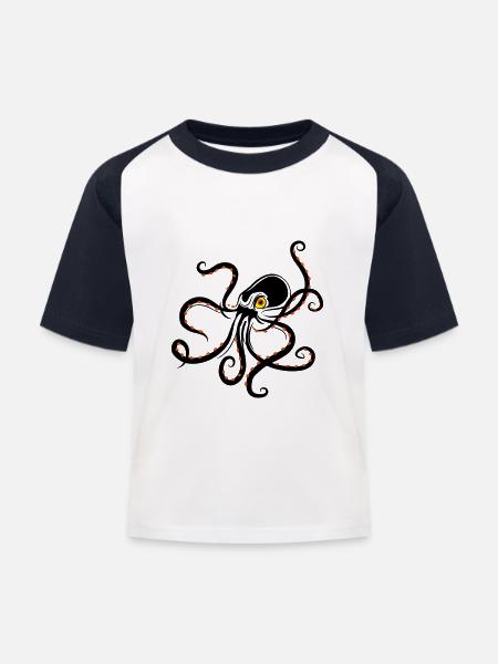 octopuss - Kinder Baseball T-Shirt - Weiß/Navy