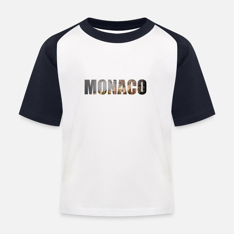 Monaco - Kinder Baseball T-Shirt - Weiß/Navy