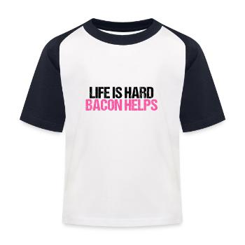 Fleischfresser Shirt Anti Vegan Fleisch Geschenk - Kinder Baseball T-Shirt - Weiß/Navy - Vorne