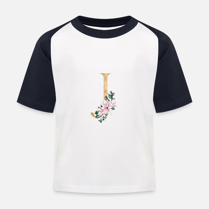 Alphabet J - T-shirt baseball Enfant - blanc/marine