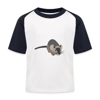 Gray mouse - Kids' Baseball T-Shirt - white/navy - Front