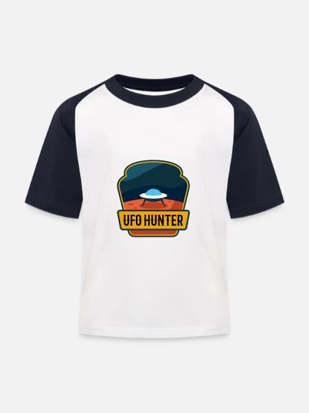 UFO HUNTER - Kinder Baseball T-Shirt - Weiß/Navy