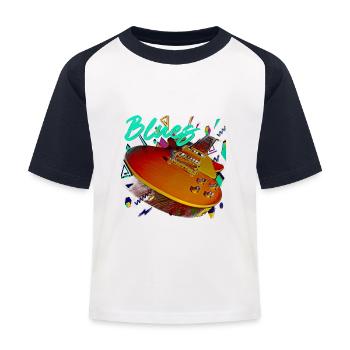 Blues Electric Guitar Vintage - T-shirt baseball Enfant - blanc/marine - Devant