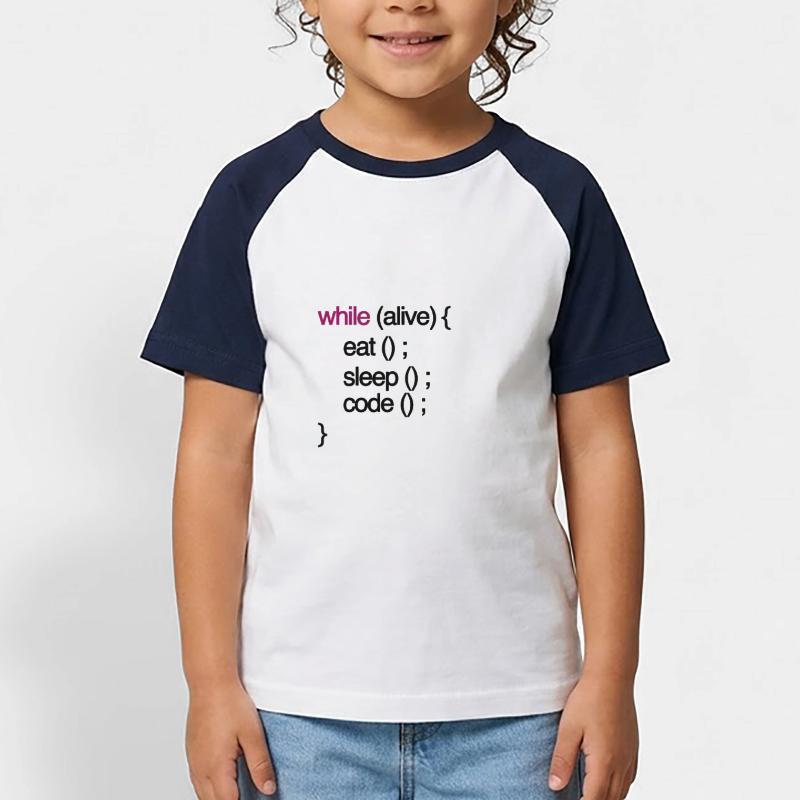while alive code Computer scientist programming coding Kids' Baseball T-Shirt