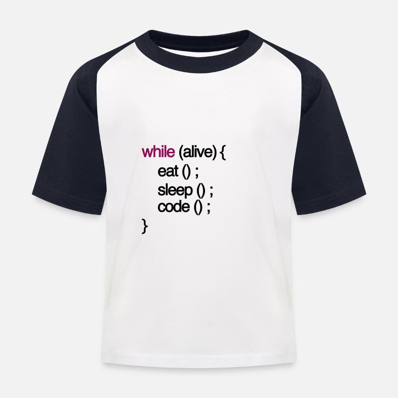 tandis que le code vivant Programmation de programmation informaticien - T-shirt baseball Enfant - blanc/marine