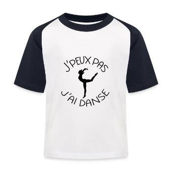 J'peux pas j'ai danse classique contemporaine mod - T-shirt baseball Enfant - blanc/marine - Devant