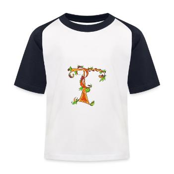 Letter T - Kids' Baseball T-Shirt - white/navy - Front