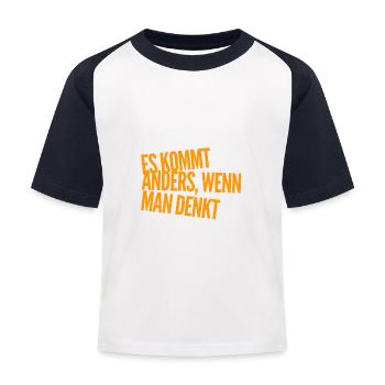 denken hilft - Kinder Baseball T-Shirt - Weiß/Navy - Vorne