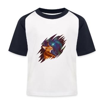 Rote Katze Sterne Firestar Feuerstern - Kinder Baseball T-Shirt - Weiß/Navy - Vorne