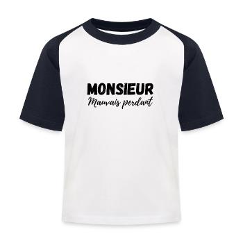 Monsieur mauvais perdant jeux videos game - T-shirt baseball Enfant - blanc/marine - Devant