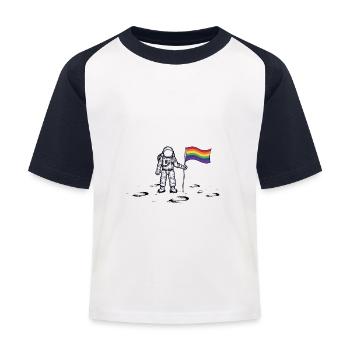 Astronaut rainbow flag - Kids' Baseball T-Shirt - white/navy - Front