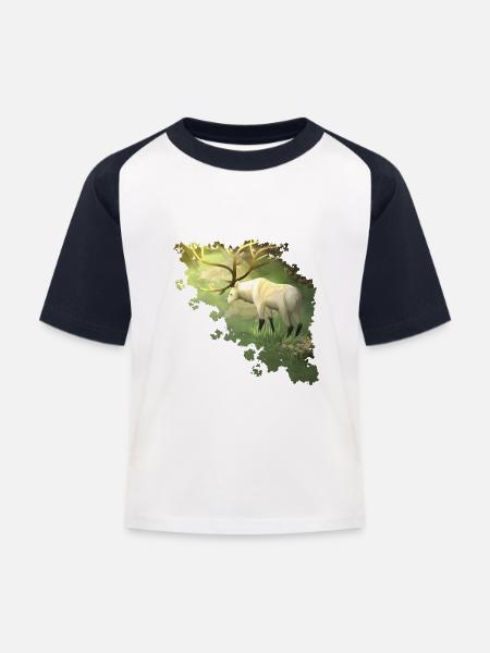 Hirsch - Symbol des Waldes - Kinder Baseball T-Shirt - Weiß/Navy