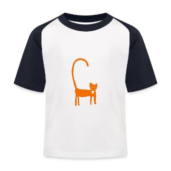 Chat en orange - T-shirt baseball Enfant - blanc/marine - Devant