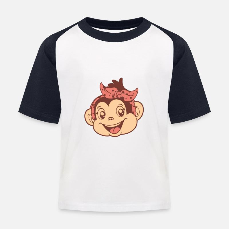 Girl Monkey Popo Monkey Baboon Monkey Monkey Monkey - Kids' Baseball T-Shirt - white/navy