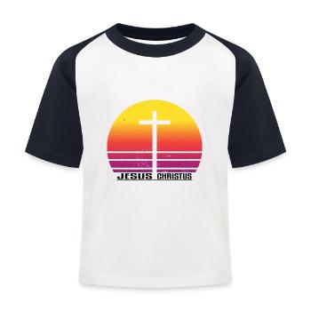 Jésus-Christ - T-shirt baseball Enfant - blanc/marine - Devant