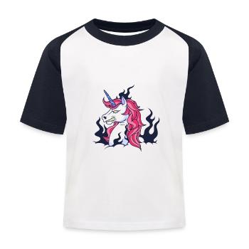 Unicorn - Kids' Baseball T-Shirt - white/navy - Front