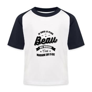 JE SUIS LE PLUS BEAU DU MONDE MARRAINE L'A DIT - T-shirt baseball Enfant - blanc/marine - Devant