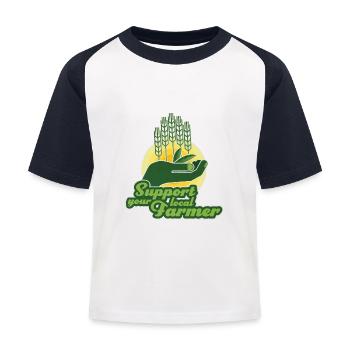 Living sustainably - Kids' Baseball T-Shirt - white/navy - Front