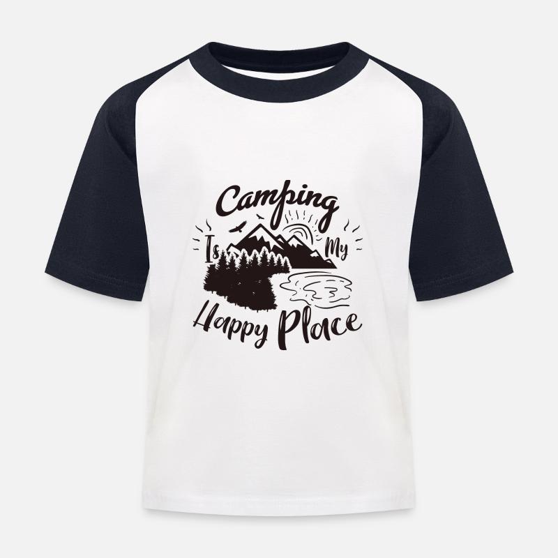 Le camping est mon endroit heureux - T-shirt baseball Enfant - blanc/marine
