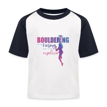 Bouldern - Kinder Baseball T-Shirt - Weiß/Navy - Vorne