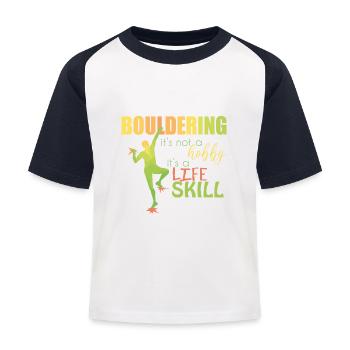 Bouldern - Kinder Baseball T-Shirt - Weiß/Navy - Vorne